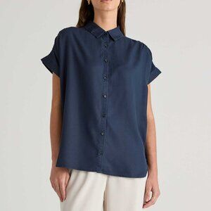 NWT! Quince Vintage Wash Tencel Camp Shirt, Midnight Blue (Navy), Size Large
